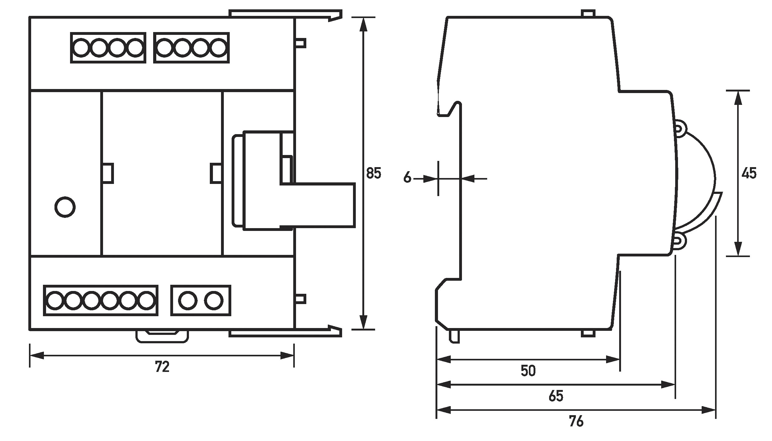 Fernantrieb 2S 1W FI-Schutzschalt 0,25A 230V 4TE