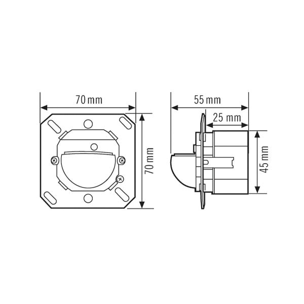 Präsenzmelder-Bus KNX Compact UP ws 1,1m 90-180° Unterkriechschutz Reichweite: 8m