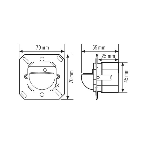 Präsenzmelder-Bus KNX Compact UP ws 1,1m 90-180° Unterkriechschutz Reichweite: 8m