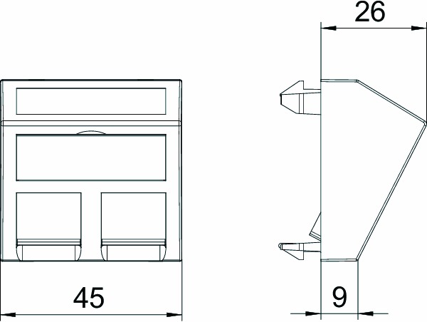 Zentralplatte Mod-Jack 2f rws Schraubbef m.Staubschutz m.Beschr.Feld