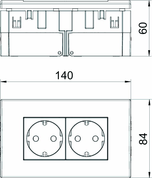 Steckdose 2f ws mt GEB-K IP20