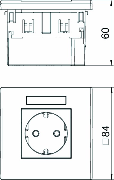 Steckdose 1f ws mt GEB-K IP20 BSF Textfeld/Beschriftungsfläche