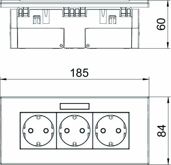 Steckdose 3f ws mt GEB-K IP20 BSF Textfeld/Beschriftungsfläche