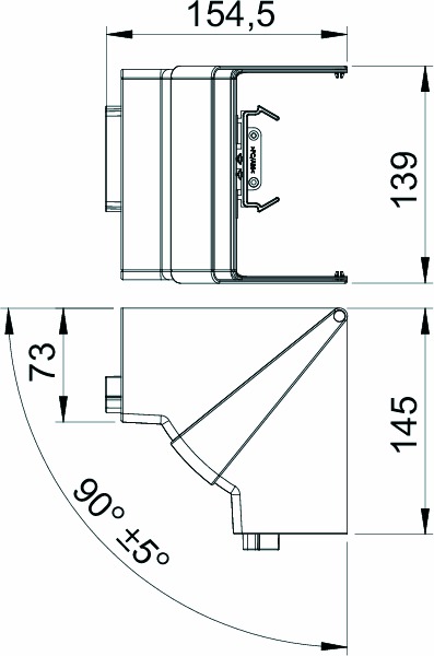 Inneneck GEB-K Kst HFT 110x70mm rws unbeh RAL9010