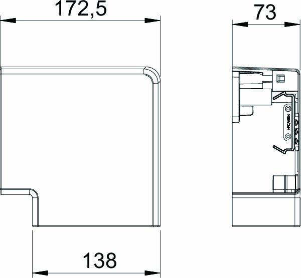 Flachwinkel GEB-K HFT 73x138mm Kst rws unbeh RAL9010