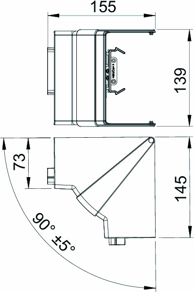 Inneneck GEB-K Kst HFT 130x70mm rws unbeh RAL9010