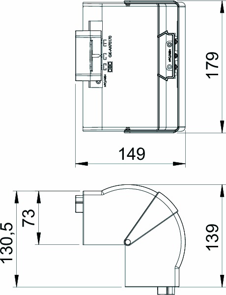 Außeneck GEB-K 73x179mm HFT 80-100° Kst rws RAL9010 unbeh