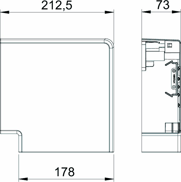 Flachwinkel GEB-K HFT 73x178mm Kst rws unbeh RAL9010