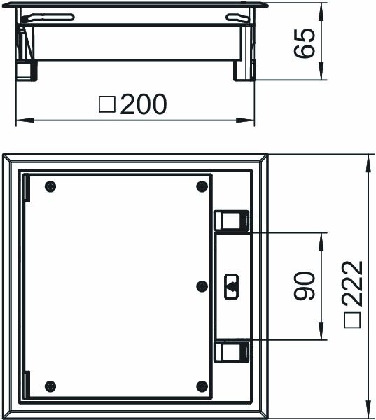 Geräteeinsatz Kst quadrat 2f gr RAL7011 m.Belagaussp 10mm Belagschutzrahm