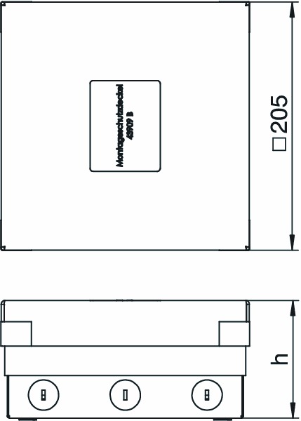 Geräteeinsatz VA quadrat 2f gr m.Belagaussp 15mm