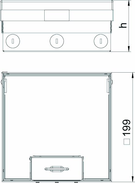 Geräteeinsatz VA quadrat 2f gr m.Belagaussp 15mm