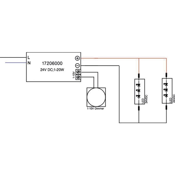 LED-Steuerung 1-20W 24V IP20 1-10V stat Kstgeh Dimmung 1-10 V 146x55x19mm