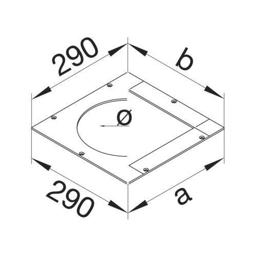 Montagedeckel ST quadrat 240mm trocken 290x290mm 4mm Abdeckung Montageöffnung