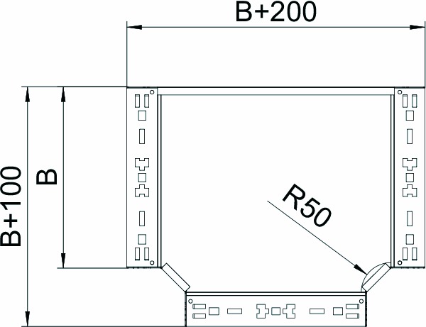 T-Stück Kabelrinne 60x100mm int.Verb vz horiz