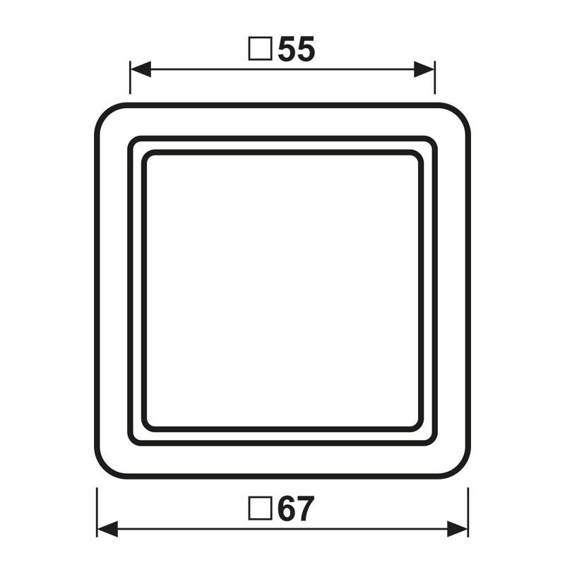 Zwischenrahmen aws CD 55x55mm RAL9010 quadratisch 55mm/quadratisch 55mm