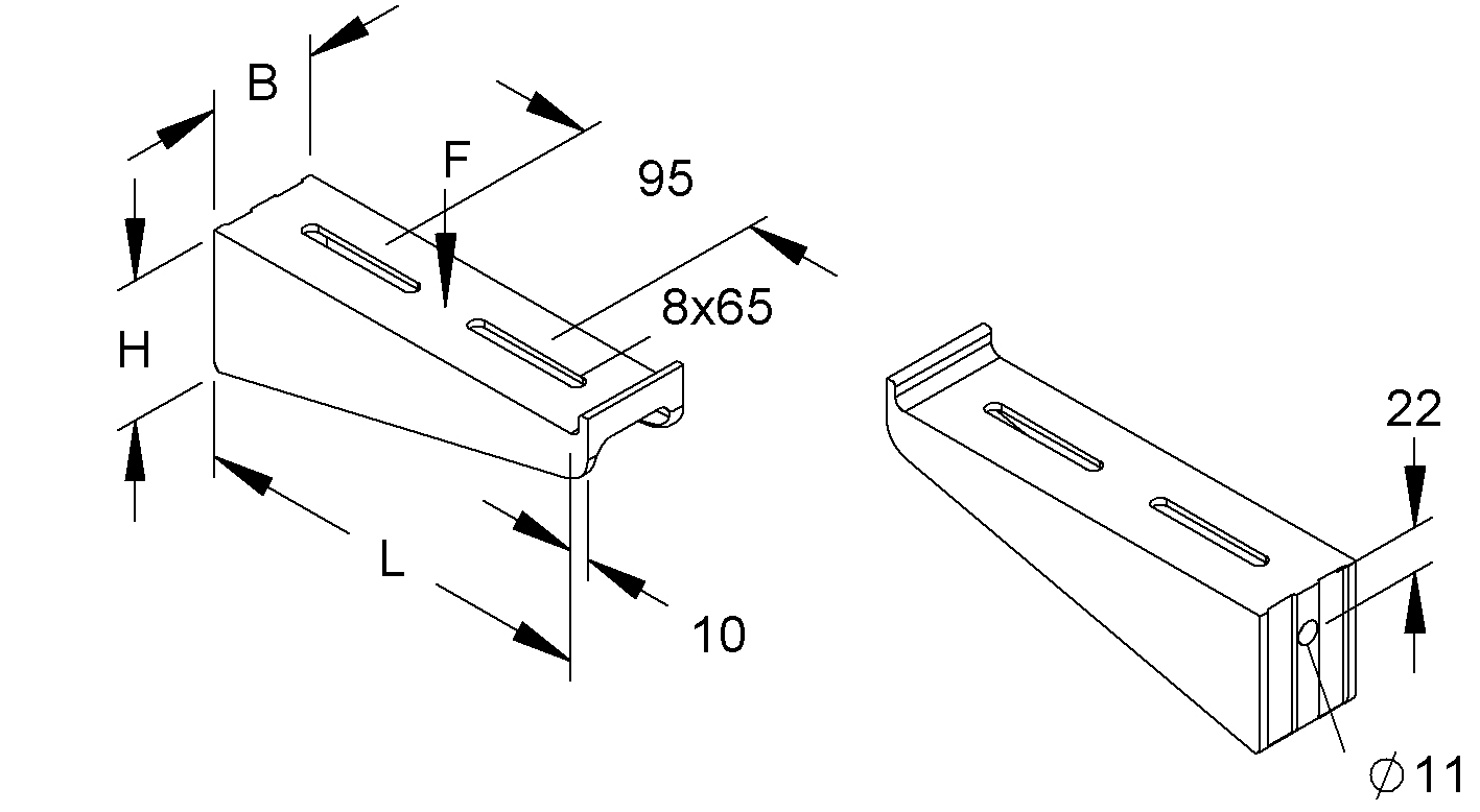 Wand/Stielausleger GFK 100x50mm 120mm Kst