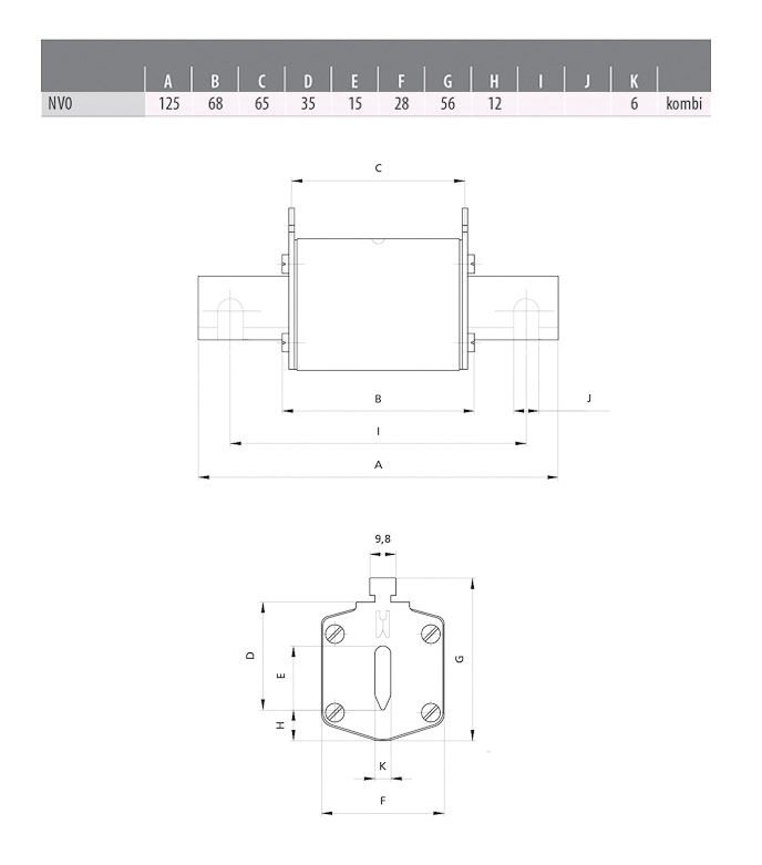 NH-Sicherungseinsatz 10A NH0 500VAC gG Kombik