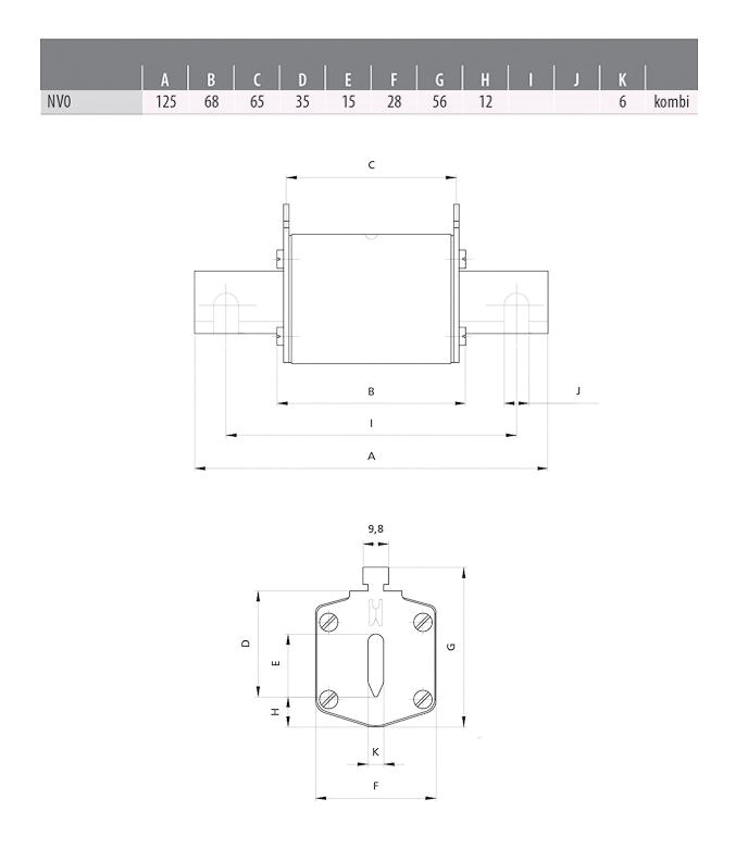 NH-Sicherungseinsatz 25A NH0 500VAC gG Kombik