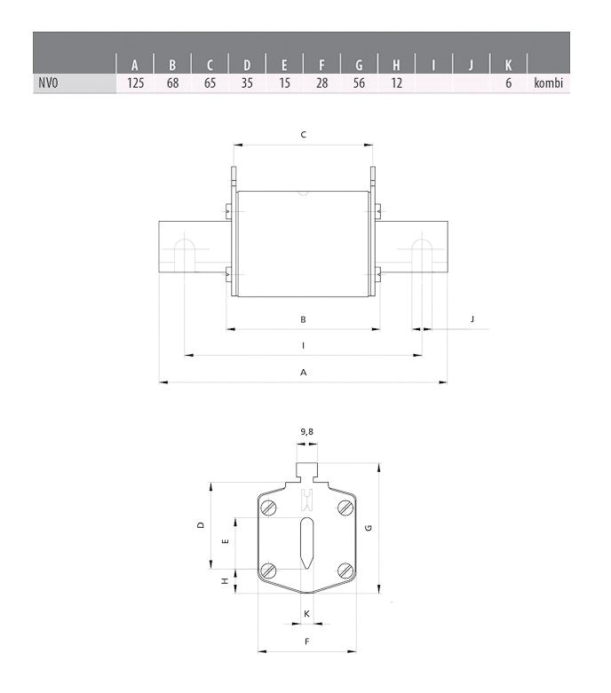 NH-Sicherungseinsatz 40A NH0 500VAC gG Kombik