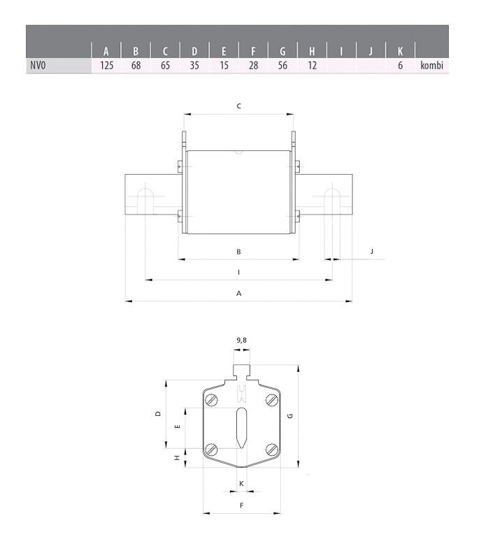 NH-Sicherungseinsatz 100A NH0 500VAC gG Kombik