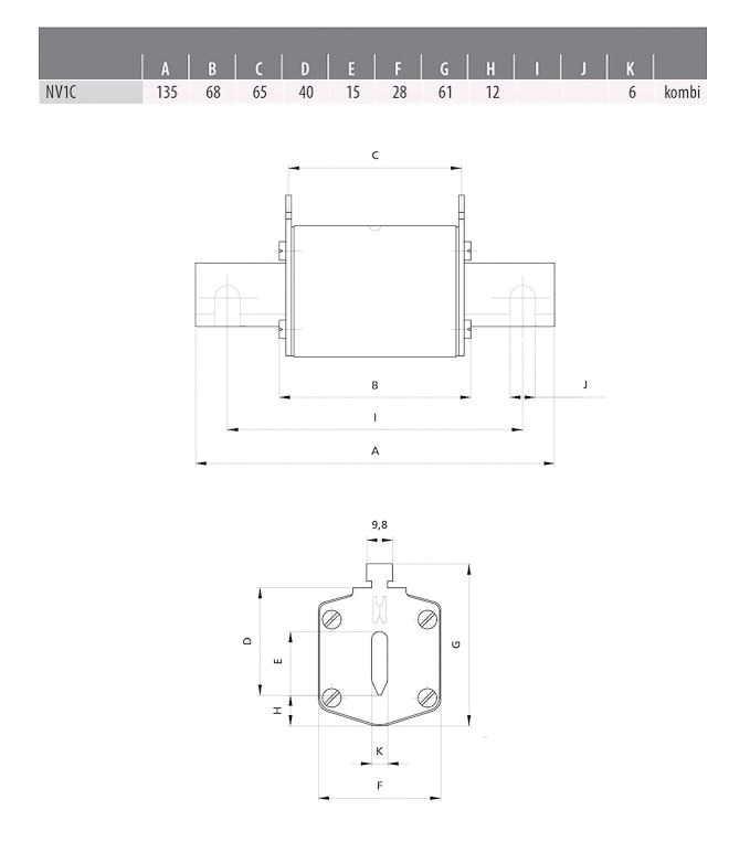 NH-Sicherungseinsatz 32A NH1 500VAC gG Kombik