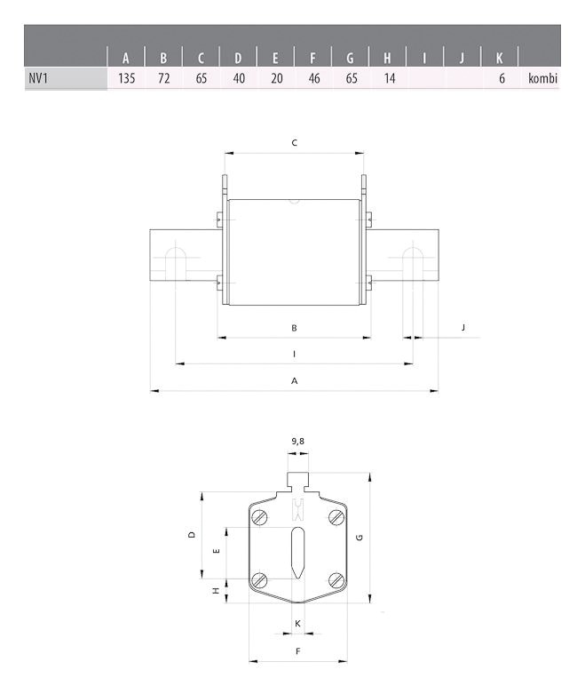 NH-Sicherungseinsatz 250A NH1 500VAC gG Kombik