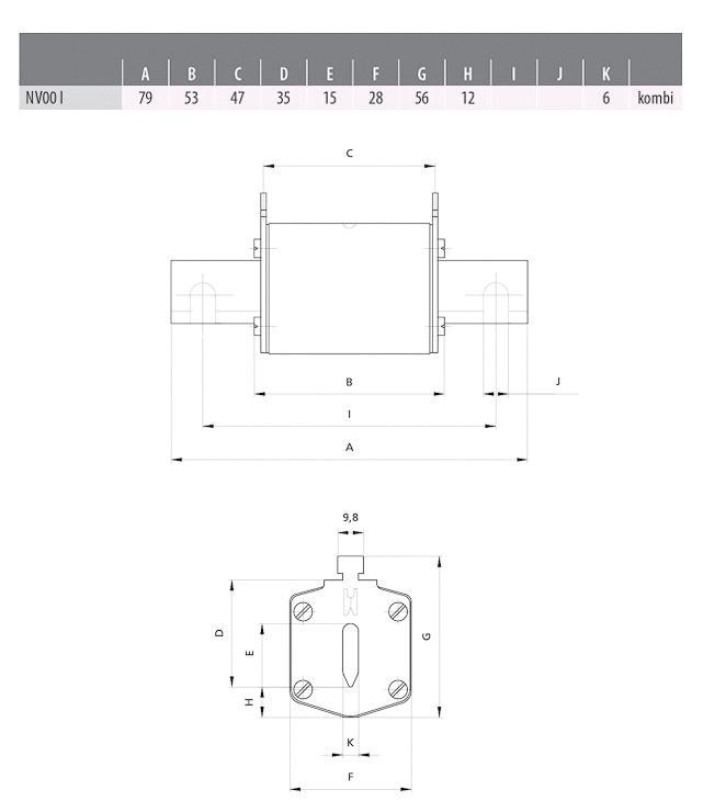 NH-Sicherungseinsatz 125A NH00 500VAC gG IMGL Isolierte Metallgrifflaschen (IMGL)