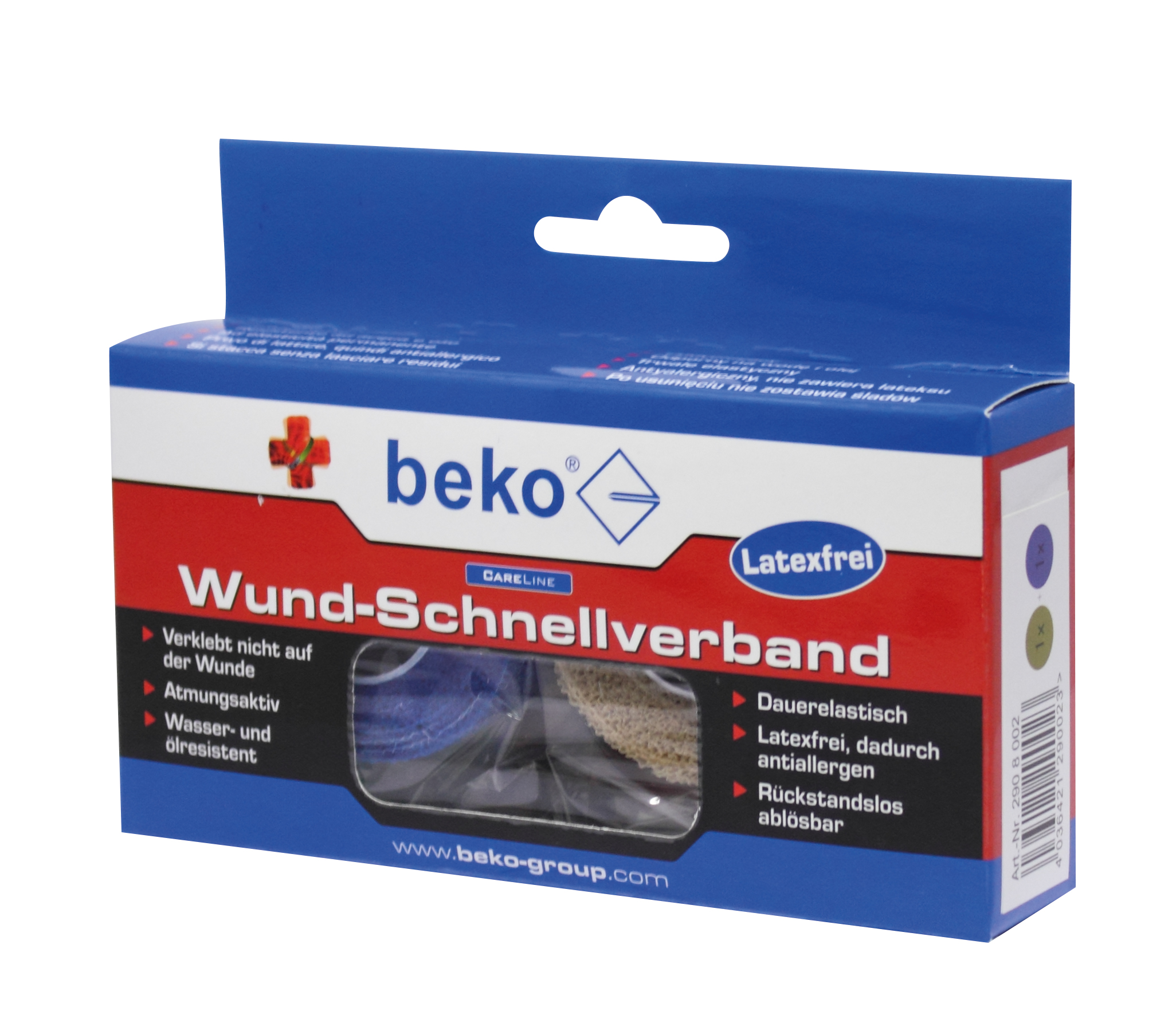 Schnellverband-Box CareLine, Wund, 2xRolle