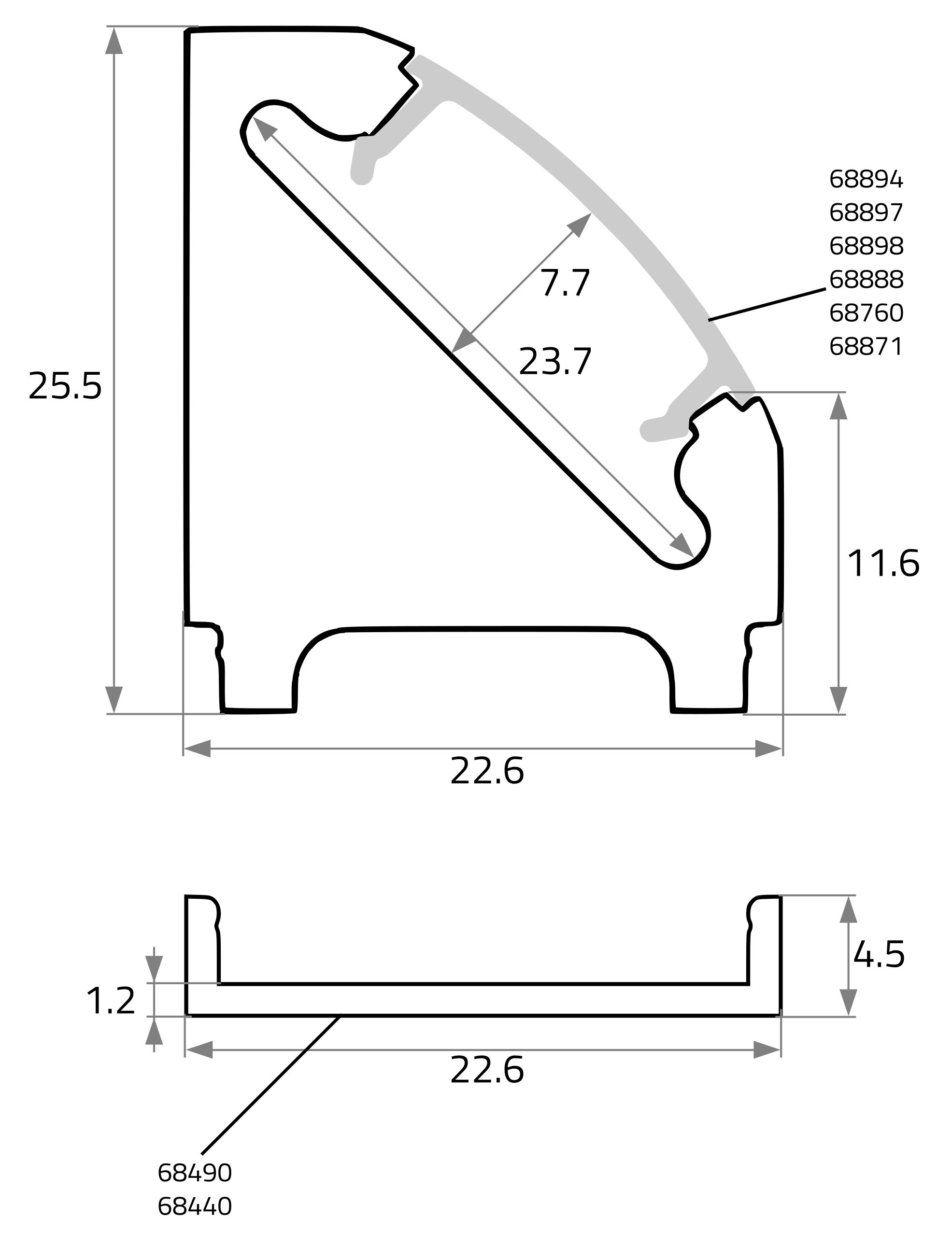 Eckprofil alu mt Alu 2000x22,6x26mm