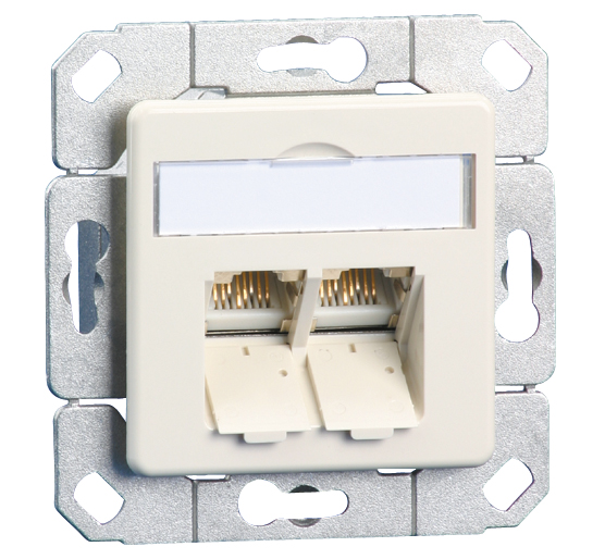 Anschlussdose Cat6A rws 2xRJ45 Kanaleinb Bodentank/Unterflur RAL9010 schräg LSA