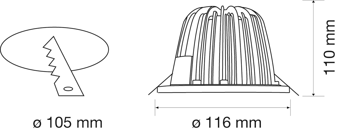 LED-Einbaustrahler 14W CALA 3000K 1176lm Konv 1LED Alu IP43 ws mt RF:hochglänzend