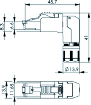 Modular-Stecker Cat6A RJ45 27-22AWG Feldkonf Schirm Litze massiv