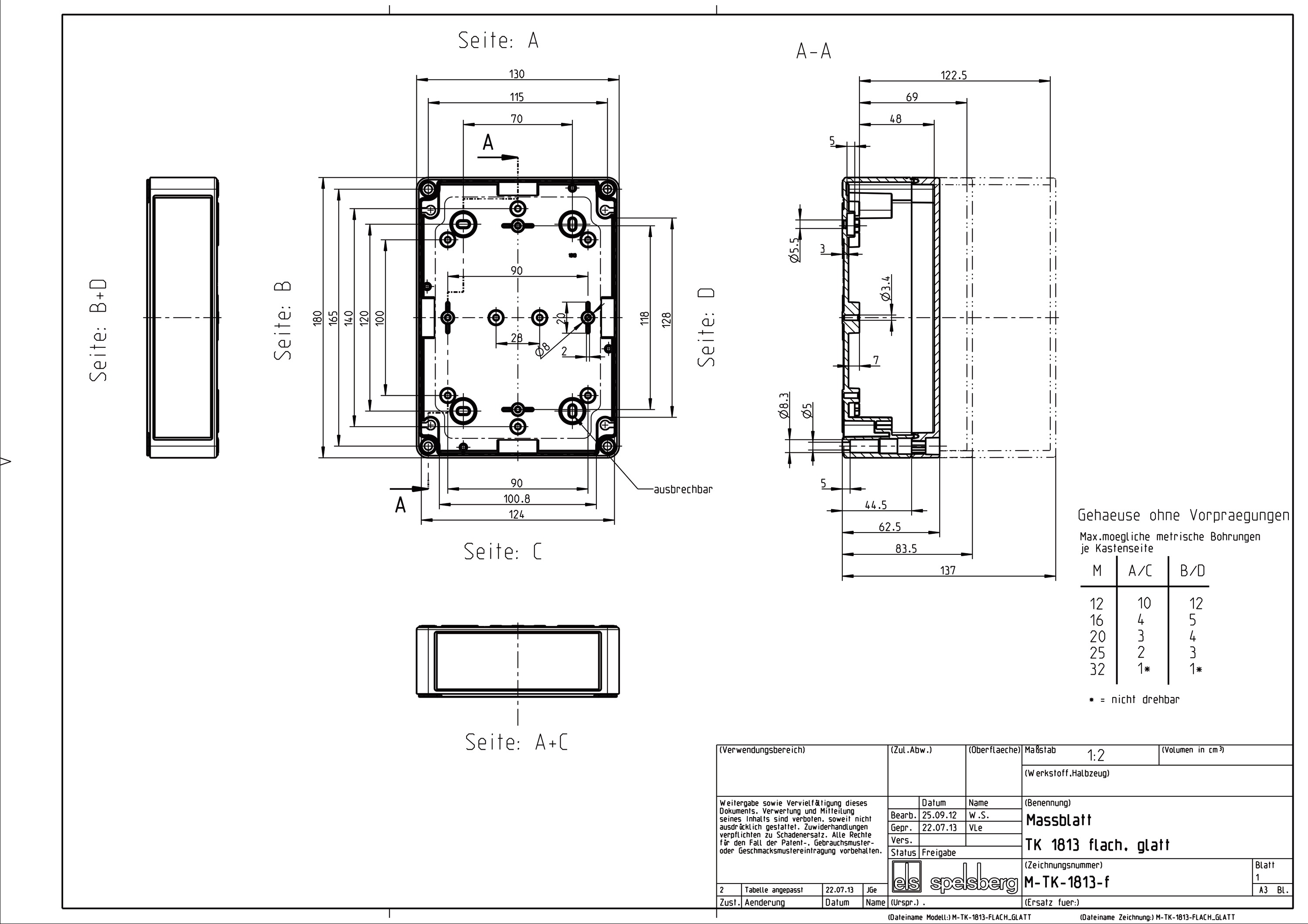 Leergehäuse Kst IP66 B180xH84xT84mm ET69mm geschl