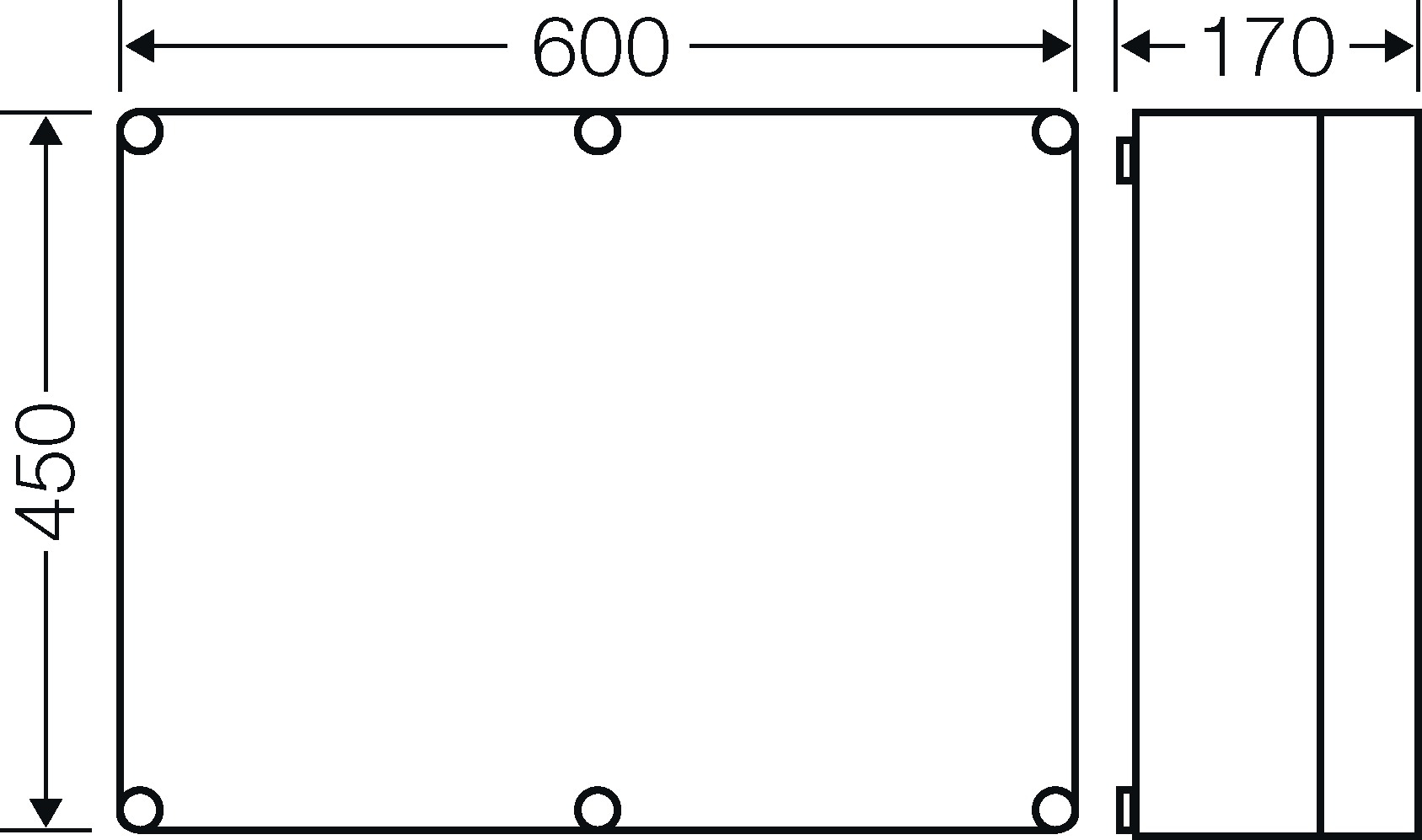 Leergehäuse Kst IP65 B600xH450xT170mm ET146mm geschl