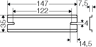 Tragschiene ST g/vz L147mm Langl 35/7,5mm Hut_35/7,5mm