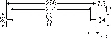 Tragschiene ST g/vz L256mm Langl 35/7,5mm Hut_35/7,5mm