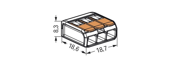 Steckklemme 3f 450V 32A Serie 221 0,2-4qmm m.BetätiHebel f.Massivleiter