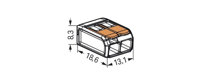 Steckklemme 2f 450V 32A Serie 221 0,2-4qmm m.BetätiHebel f.Massivleiter