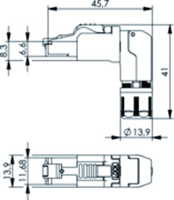 Modular-Stecker Cat6A RJ45 27-22AWG Feldkonf Schirm Litze massiv