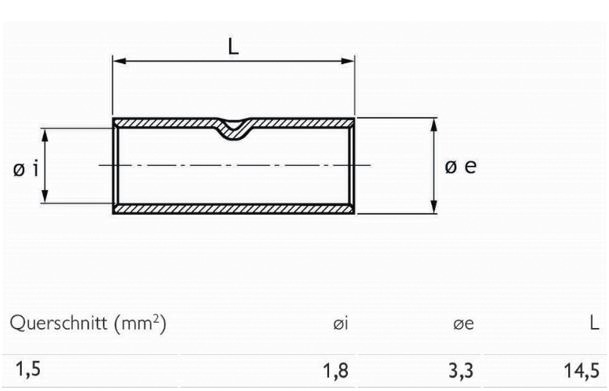 Stoßverbinder Normalausfü 1,5qmm lang Cu f.Mehrdr f.Feindr verzinnt