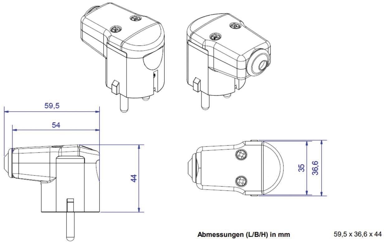 Schutzkontaktstecker 16A 250V Kst IP20 rechtw sw Schraubkl