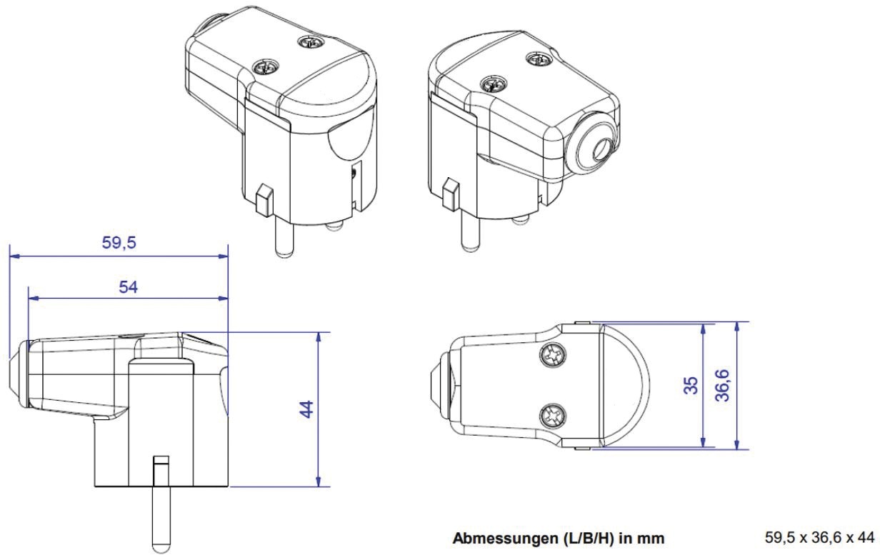 Schutzkontaktstecker 16A 250V Kst IP20 rechtw gr Schraubkl