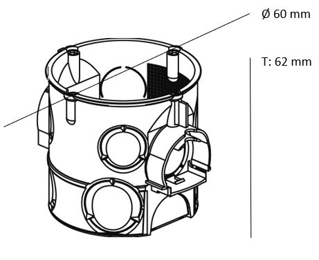 Verbindungsdose UP Ø60x62mm Kst IP20 rnd Ger/VerbDose/kast