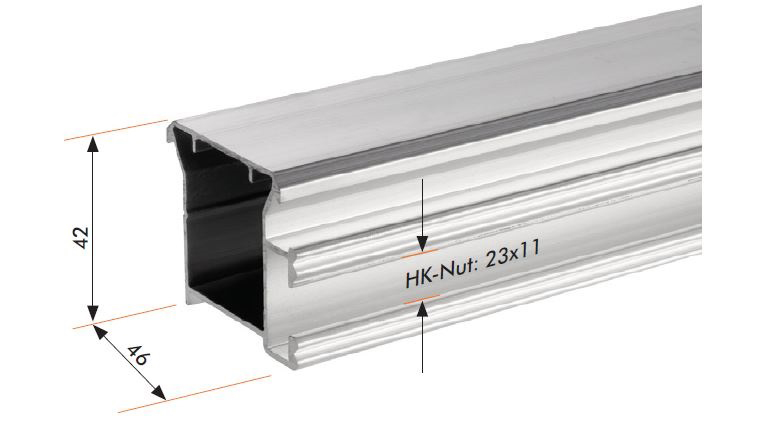 PV-Montageprofil 4,45m si Alu 52x42mm