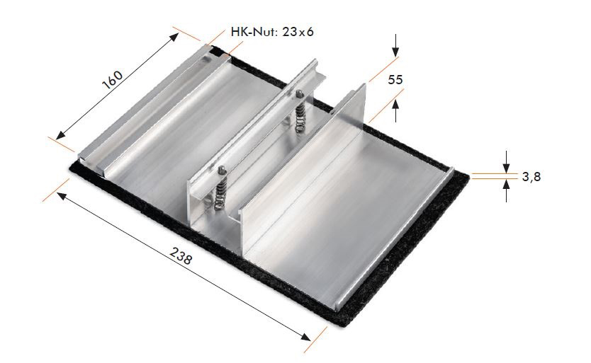 PV-Fuß Alu f.Flachd 240x160mm Geeignet für Flachdachbefestigung