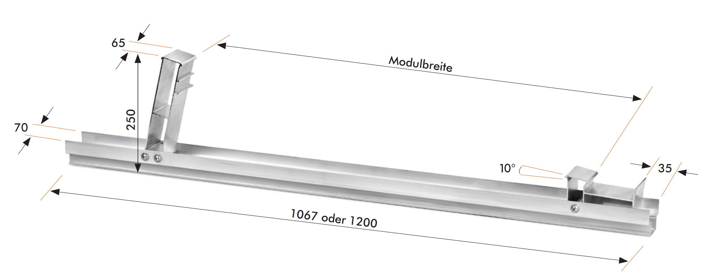 PV-Montagesystem 10° Flachd Alu