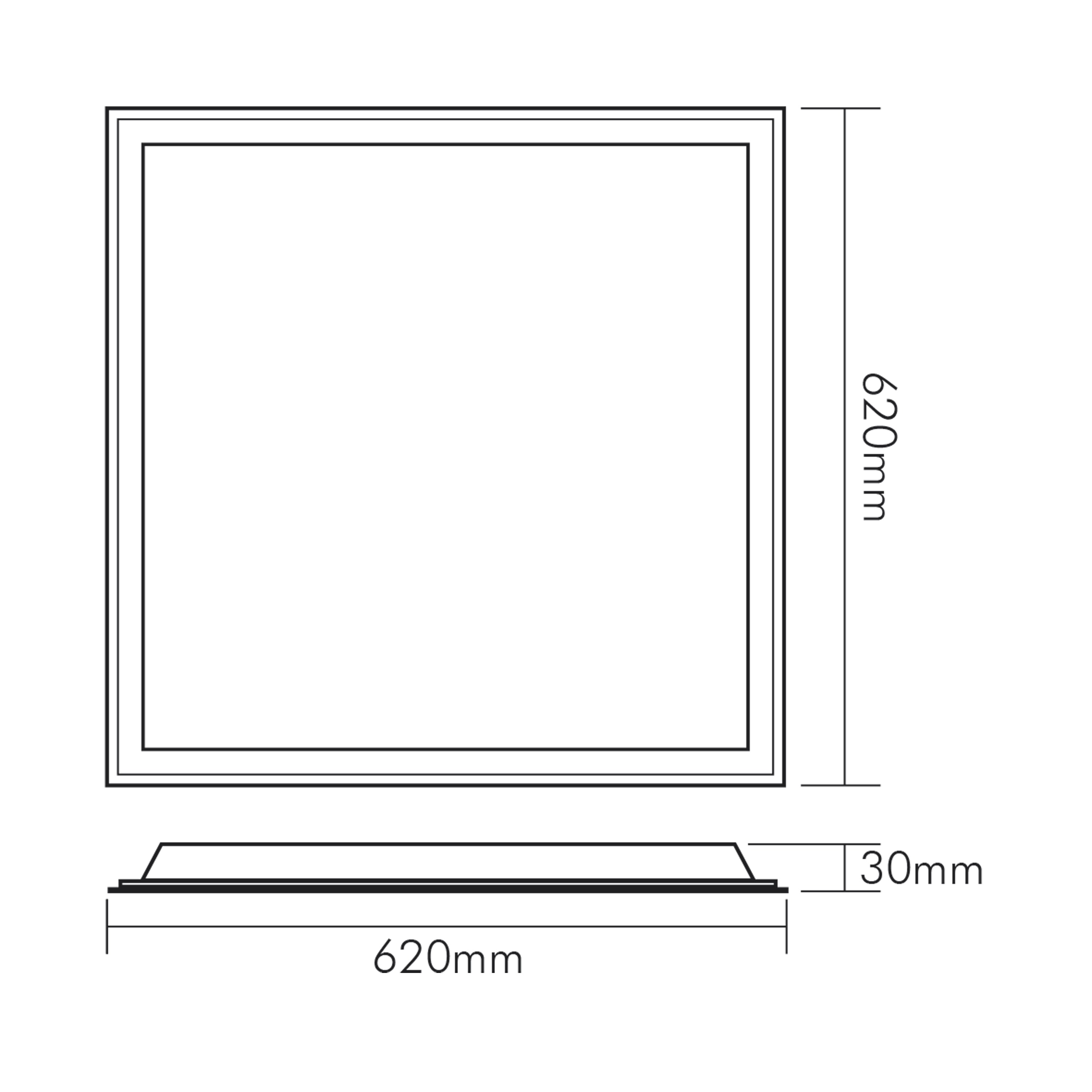 LED-Panel 30W 3000K 4100lm ws Konv IP40 620x620x25mm