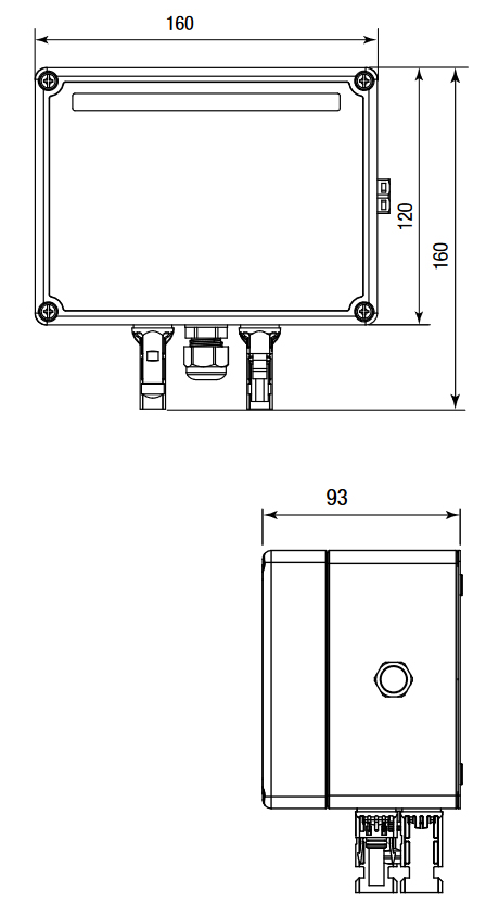 DC-Stringbox 1f 1100V/mess Verschr IP67 160x120x93mm