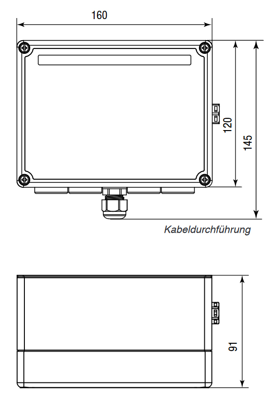 DC-Stringbox 2f 1100V/mess Verschr IP65 160x120x91mm