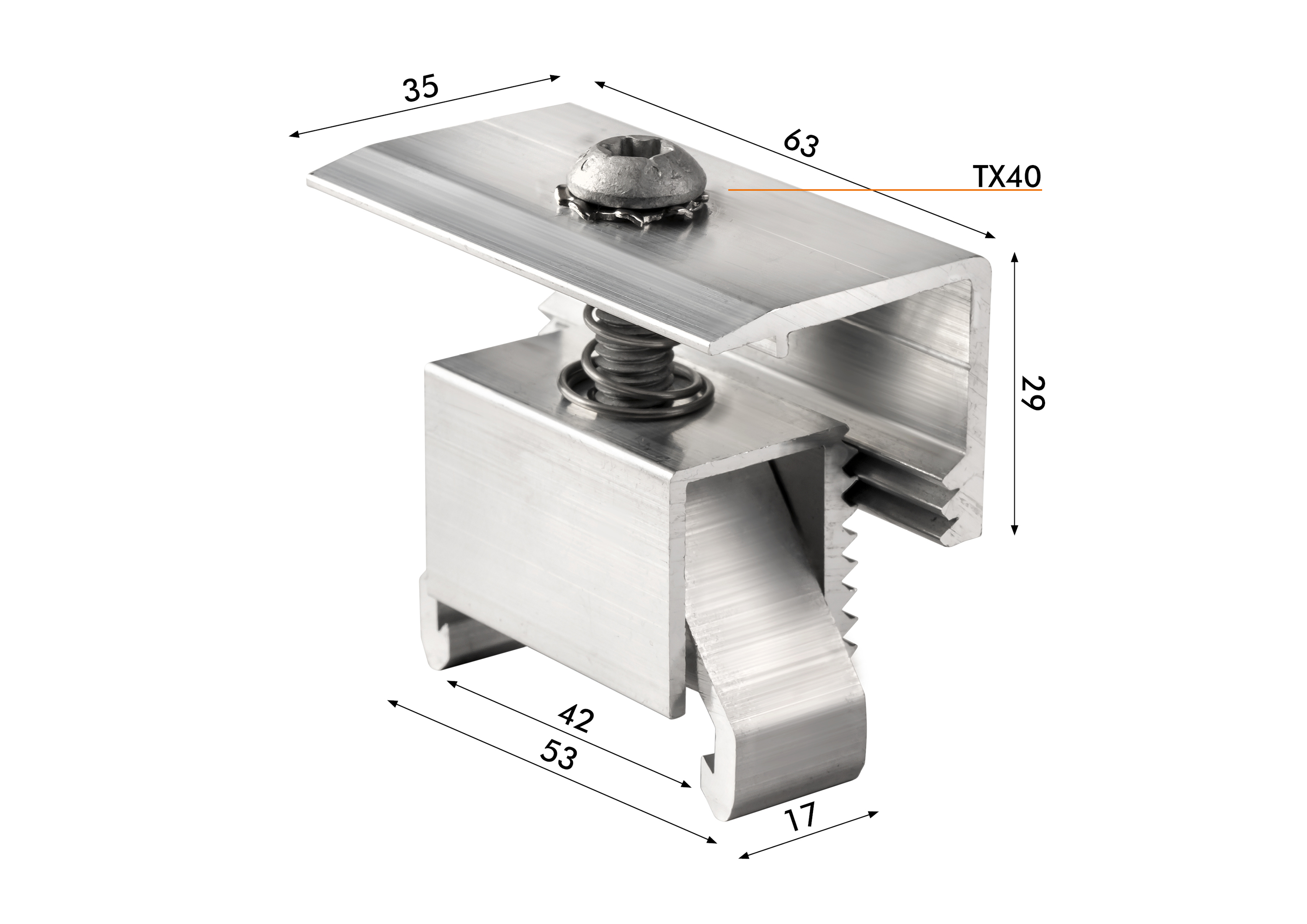 PV-Endklemme Alu 30-42mm 63x30mm